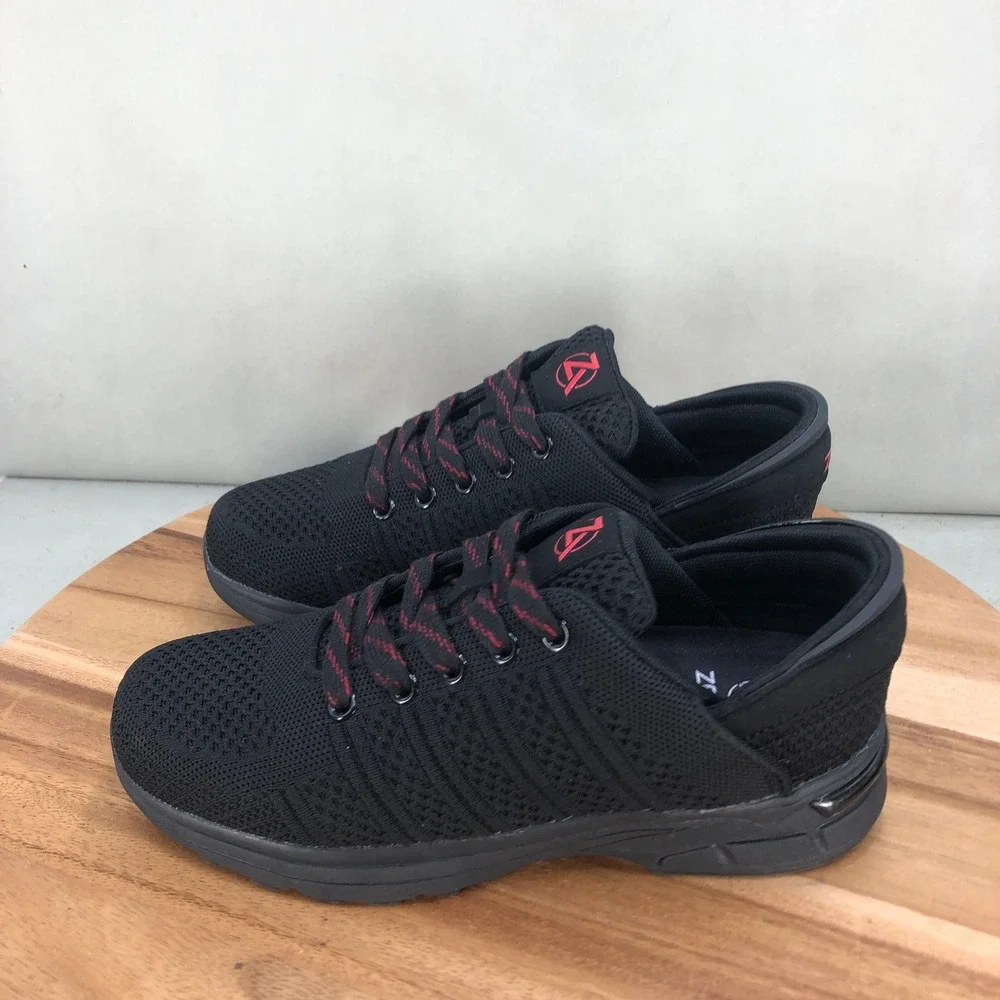 Zeba Womens Hands-Free Black Sneakers Black Slip On Walking Shoes Size 8.5 Wide